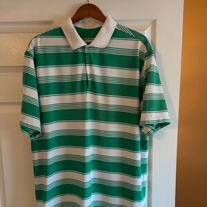 Nike Green and White Striped Polo Shirt